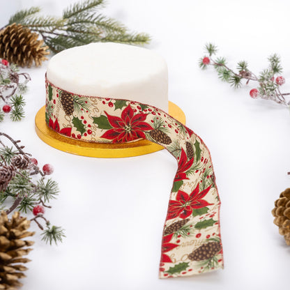 Christmas Cake Frill Ribbon – Poinsettia – 1 Yard – image 2