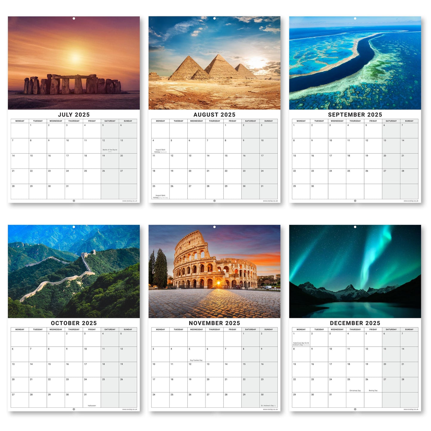 2025 Calendar World Wonders Wall Monthly Planner Family Home Organiser Funny