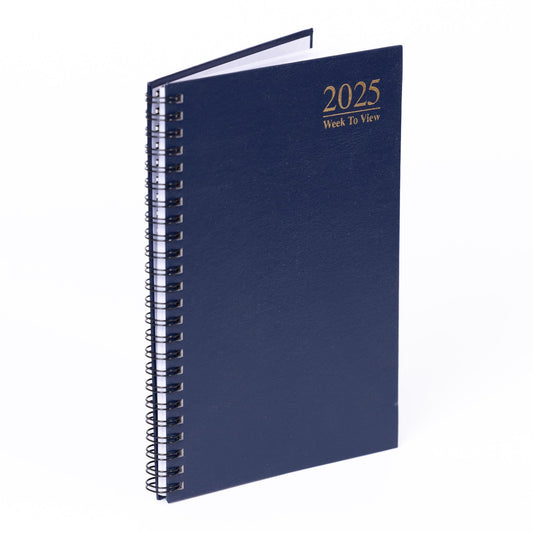 2025 A5 Navy Hardback Diary: Week To View Planner