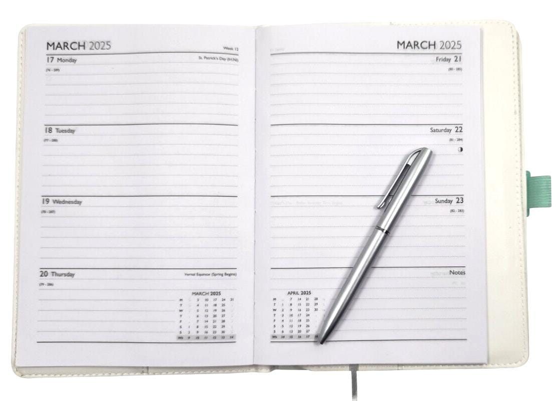 2025 A5 Week to View Diary Premium Organiser with Pen A-Z Address Index Book