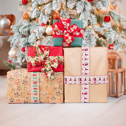 Christmas Ribbon – 63mm Wire-Edged – 10m