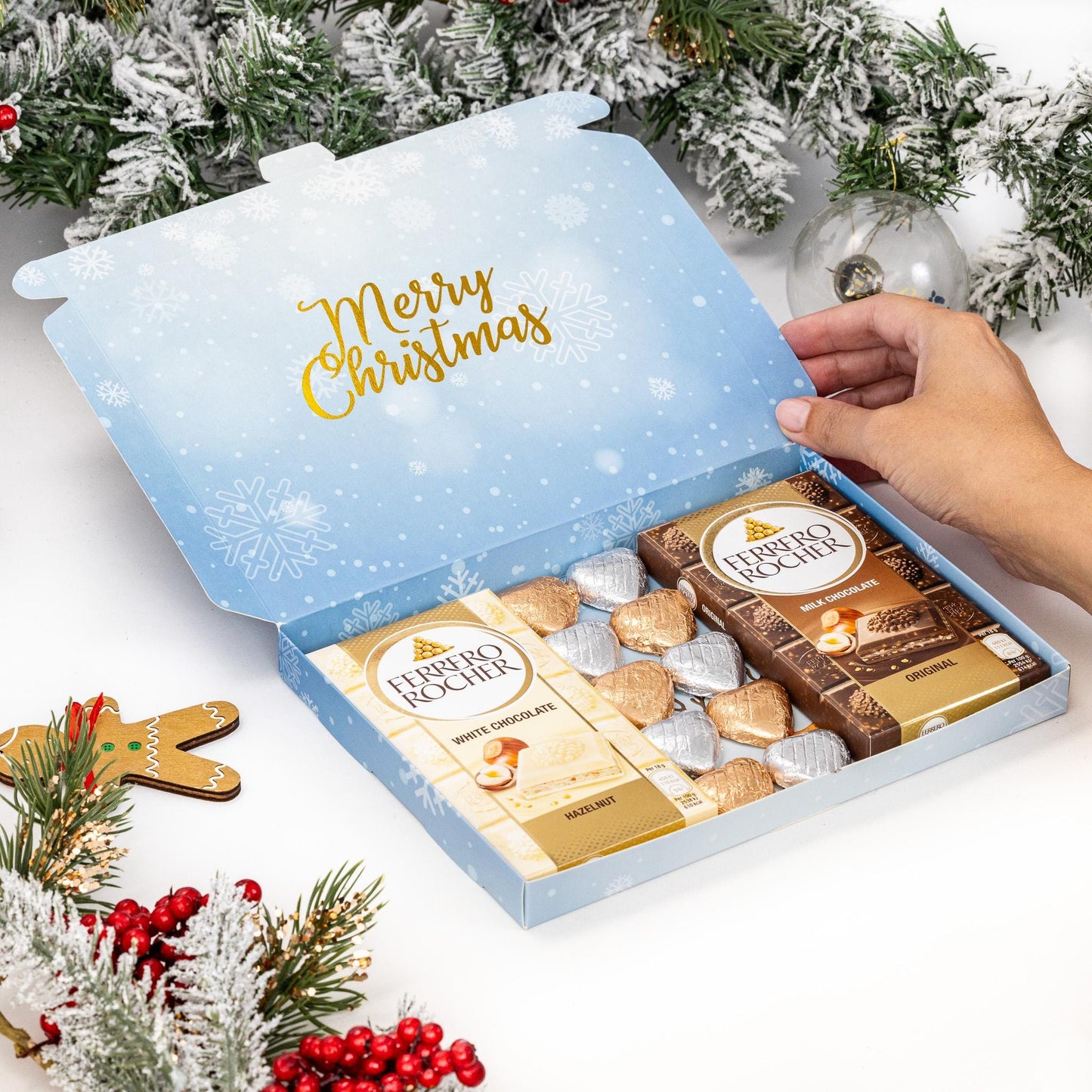 Ferrero Rocher Milk White Chocolate Bars Gift Box Hamper Christmas Present Heart