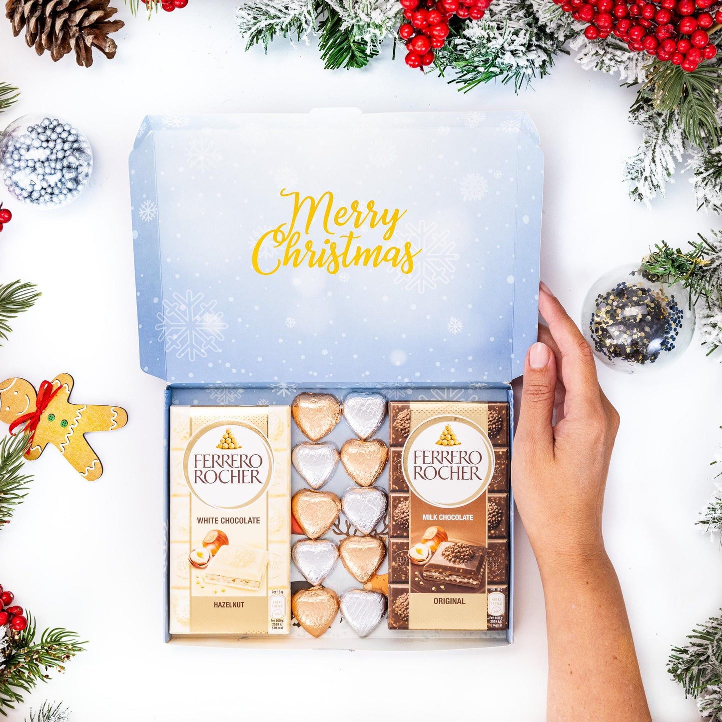 Ferrero Rocher Milk White Chocolate Bars Gift Box Hamper Christmas Present Heart