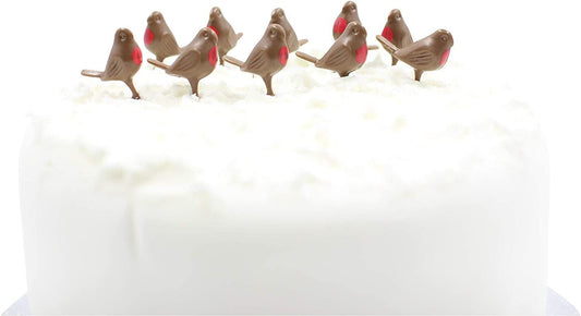 mini robin Christmas Cake Decorations 10 x robins red robin yule log cupcake caketopper