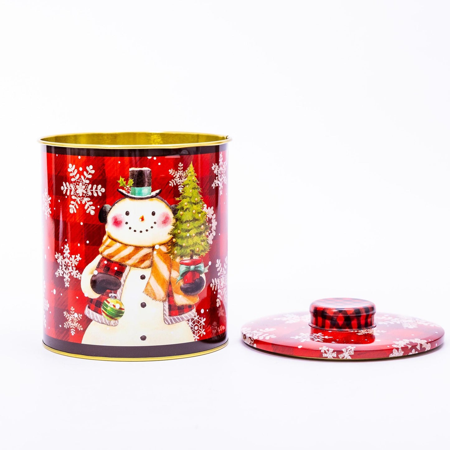 2 Christmas Tins Jars Storage Tin Container Canisters Cookie Biscuit Snowman