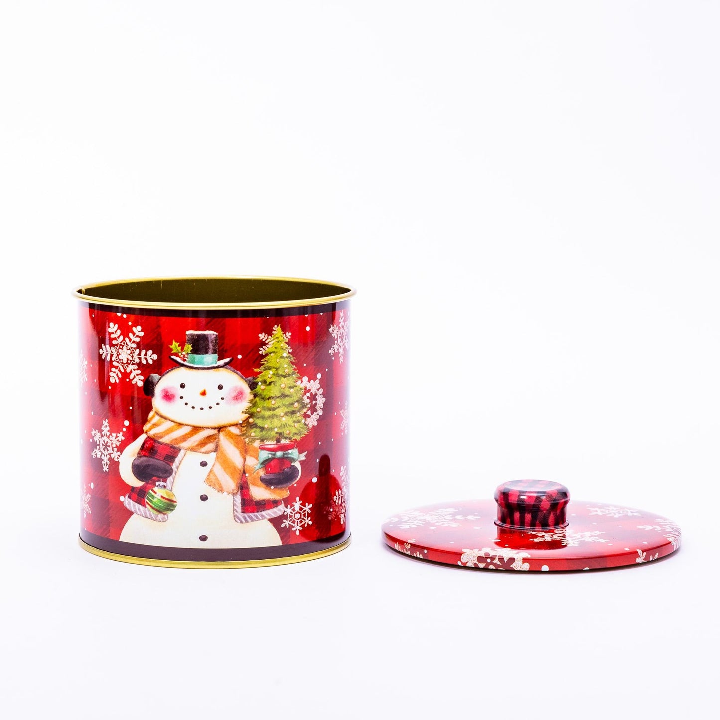 2 Christmas Tins Jars Storage Tin Container Canisters Cookie Biscuit Snowman