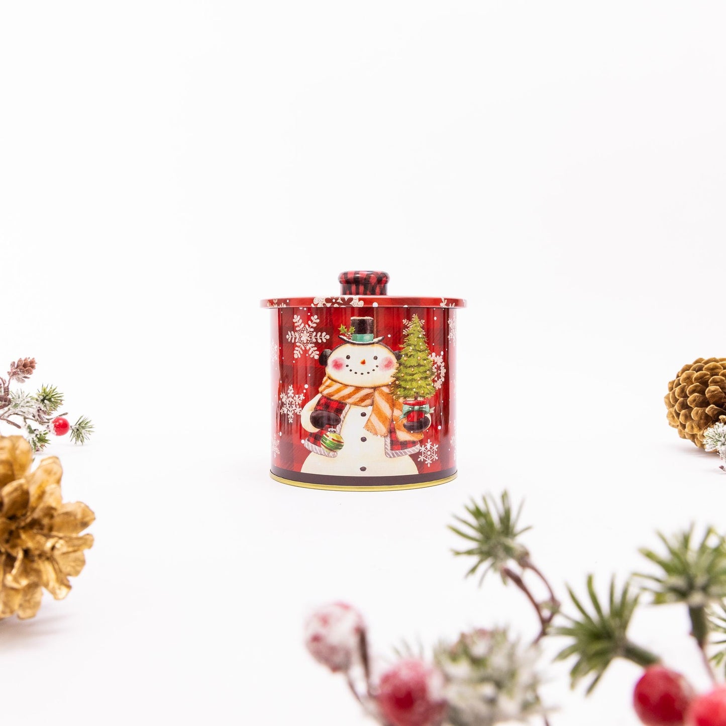 2 Christmas Tins Jars Storage Tin Container Canisters Cookie Biscuit Snowman