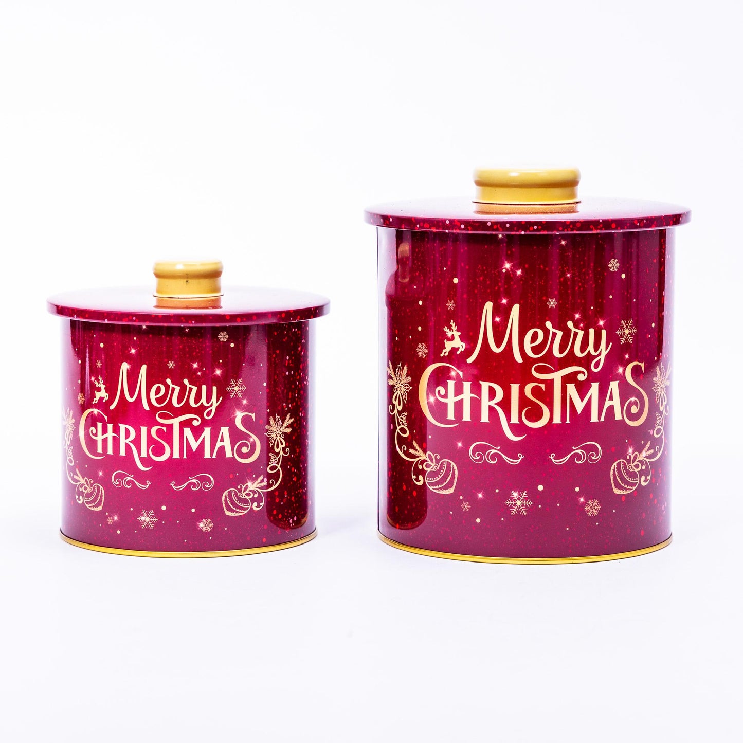 2 Christmas Tins Jars Storage Tin Container Canisters Tea Coffee Cookie Biscuit