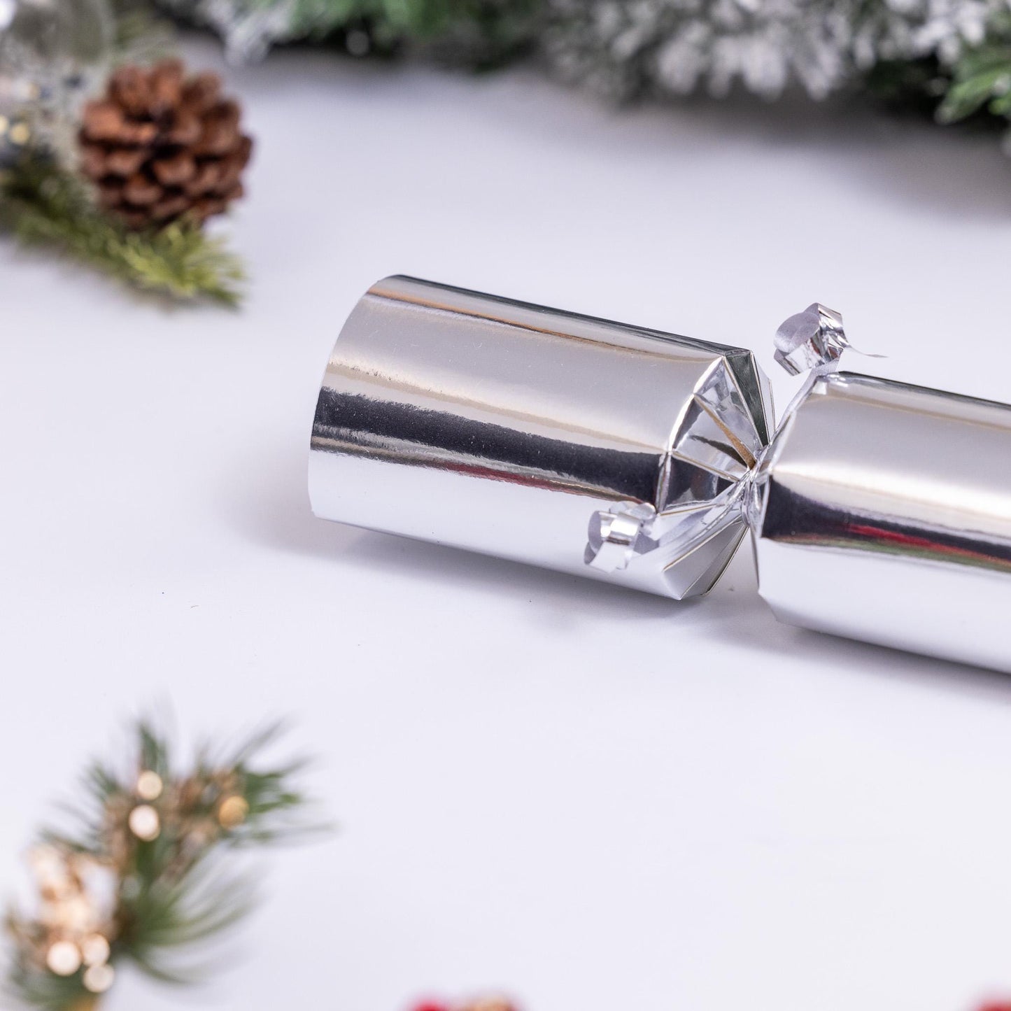 Make Your Own Rose Silver foil Christmas Crackers pack of 6 12 18 and 24