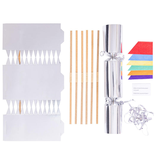 Make Your Own Rose Silver foil Christmas Crackers pack of 6 12 18 and 24