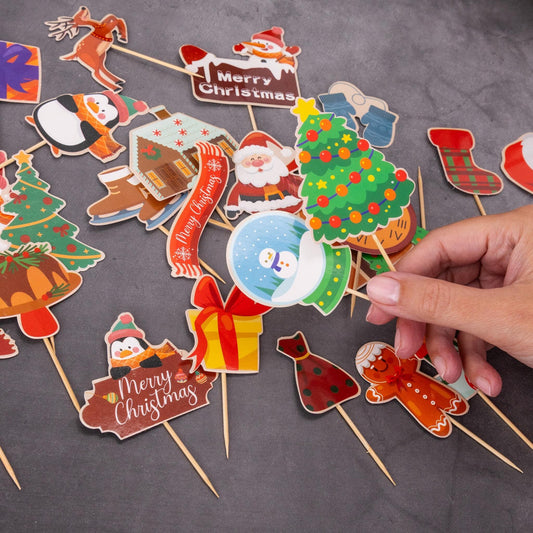 27 Christmas Food Fun Cocktail Sticks Cake Pick Cupcake Sandwich Buffet Topper