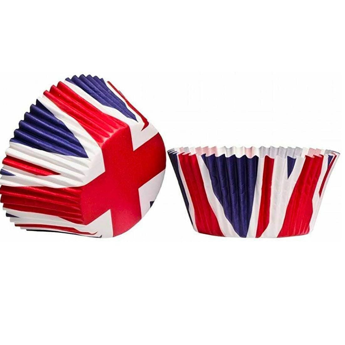 100 Mini Cupcake Cases Baking Muffin Cake Union Jack King Charles Coronation