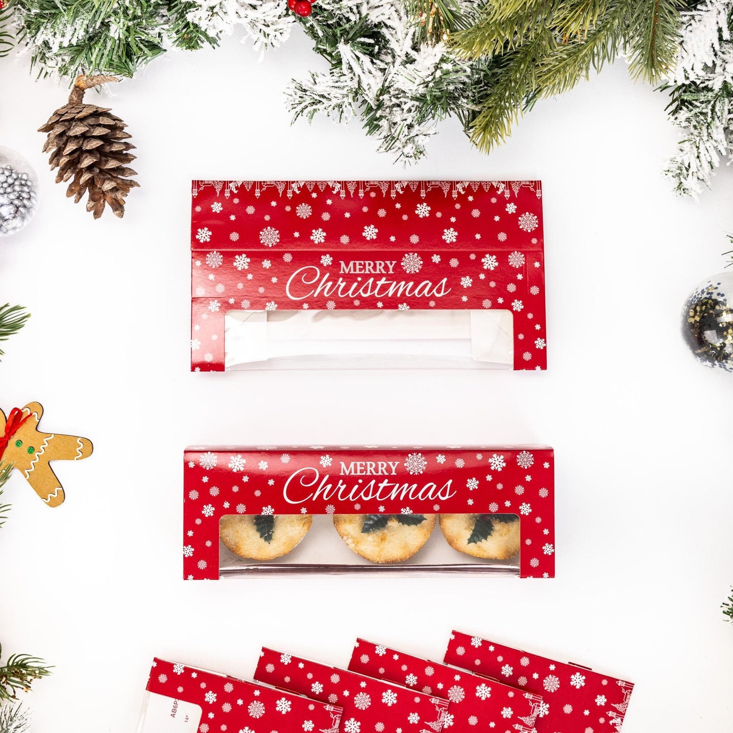 6 x Mince Pie Box Christmas Double Stack Boxes Hold 3 or 6 Cakes