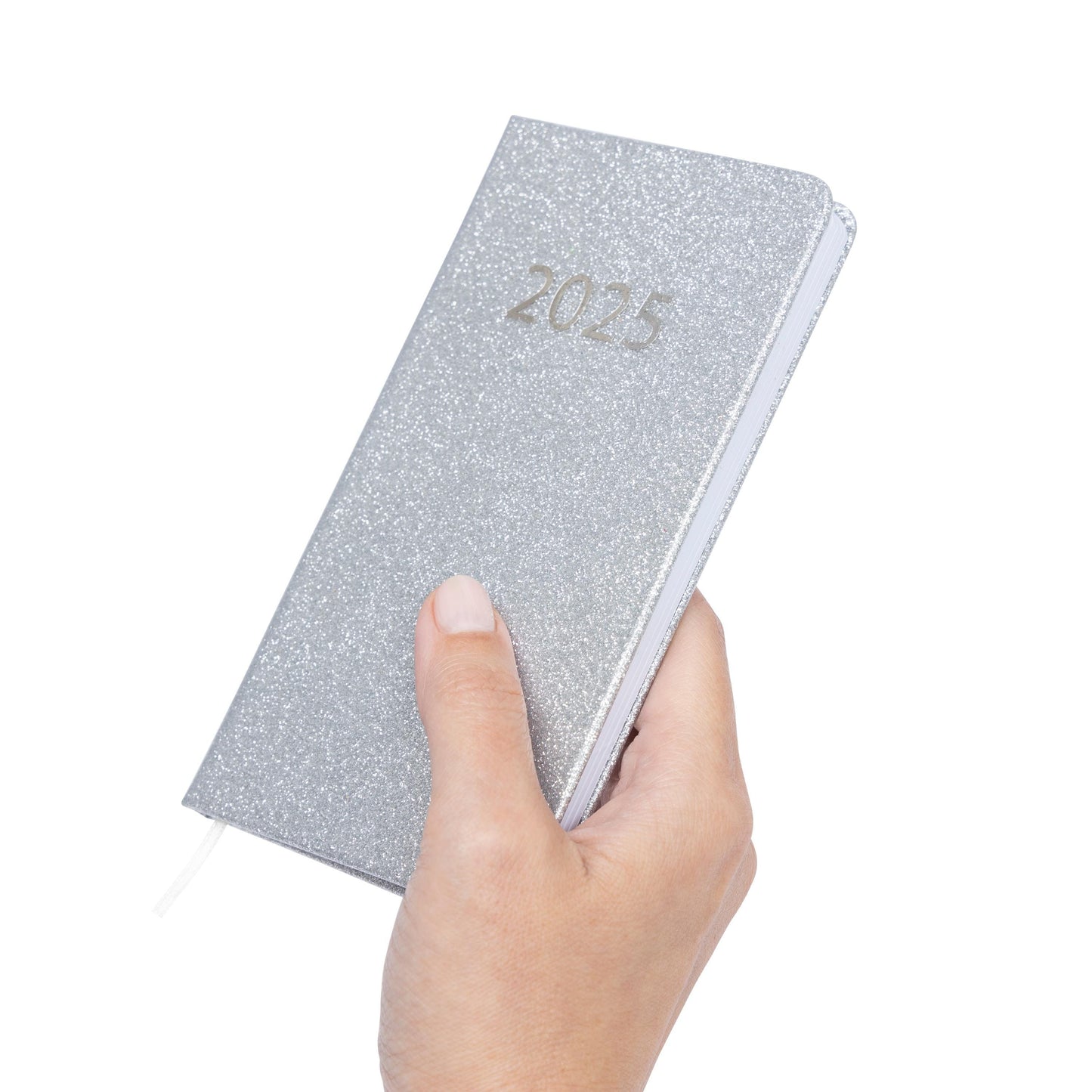 2025 Diary Slim Glitter Week to View Diaries Full Year Journal Calendar Planner silver