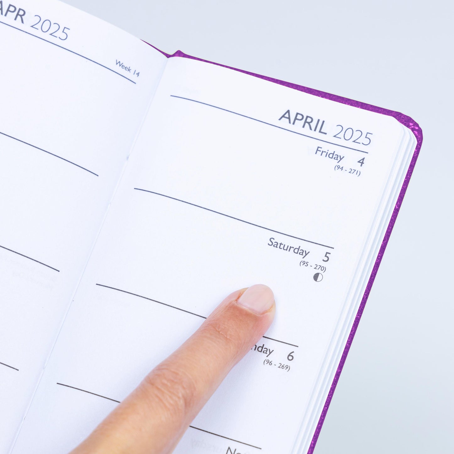 2025 Diary Slim Glitter Week to View Diaries Full Year Journal Calendar Planner purple