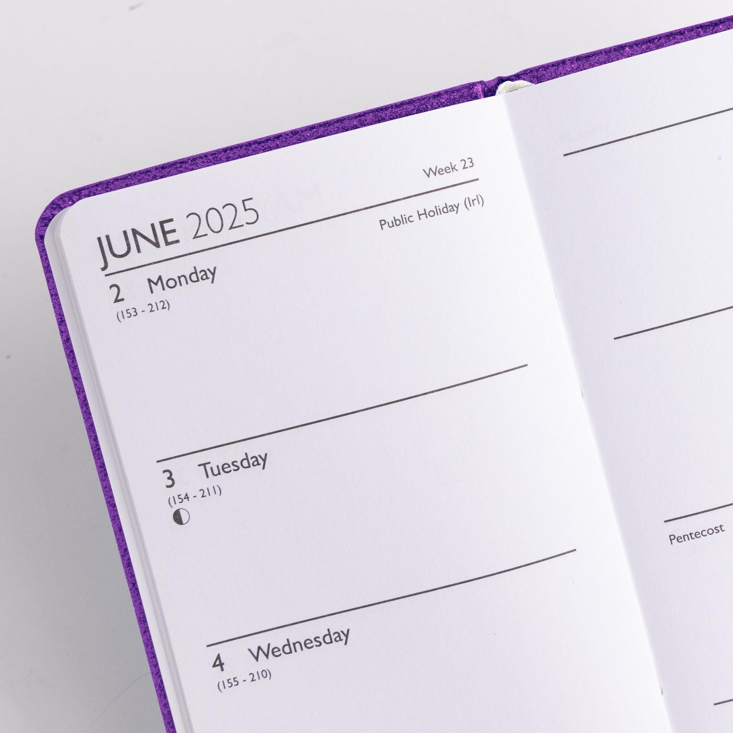 2025 Diary Slim Glitter Week to View Diaries Full Year Journal Calendar Planner purple