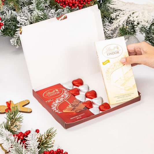 Lindt Lindor Milk White Chocolate Bars Hearts Hamper Gift Merry Christmas