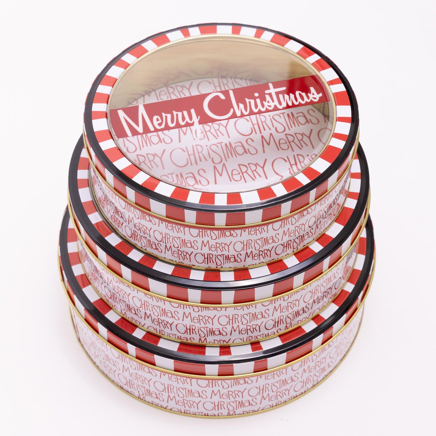 3 Christmas Tins Jars Storage Tin Container Canisters Treats Cookie Biscuit