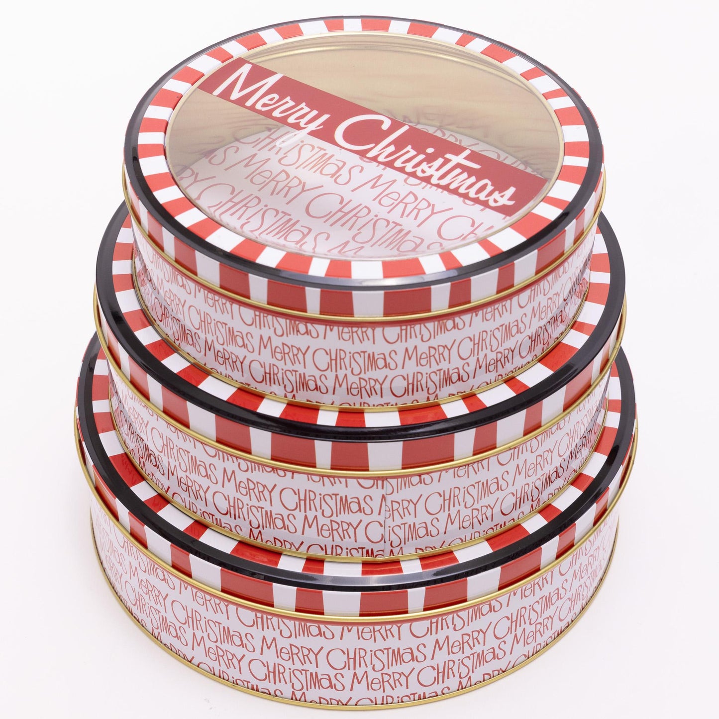 3 Christmas Tins Jars Storage Tin Container Canisters Treats Cookie Biscuit