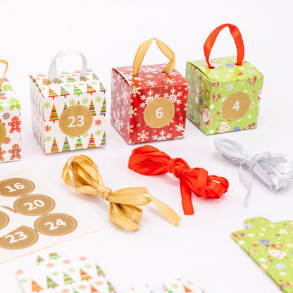 DIY Christmas Advent Calendar Kit – 24 Boxes, Ribbons & Stickers – image 5