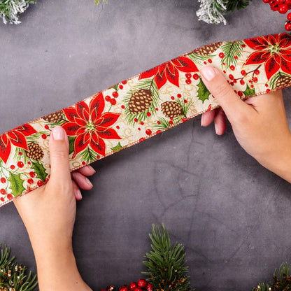 Christmas Cake Frill Ribbon – Poinsettia – 1 Yard – image 5