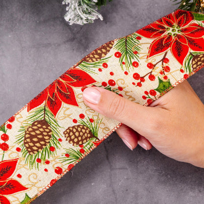 Christmas Cake Frill Ribbon – Poinsettia – 1 Yard