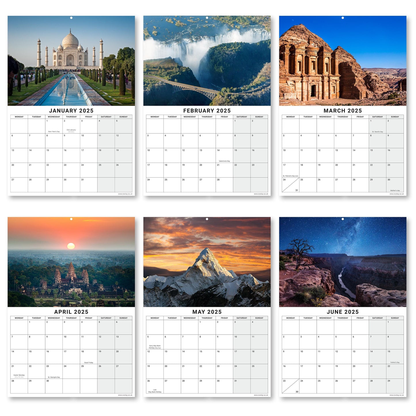 2025 Calendar World Wonders Wall Monthly Planner Family Home Organiser Funny