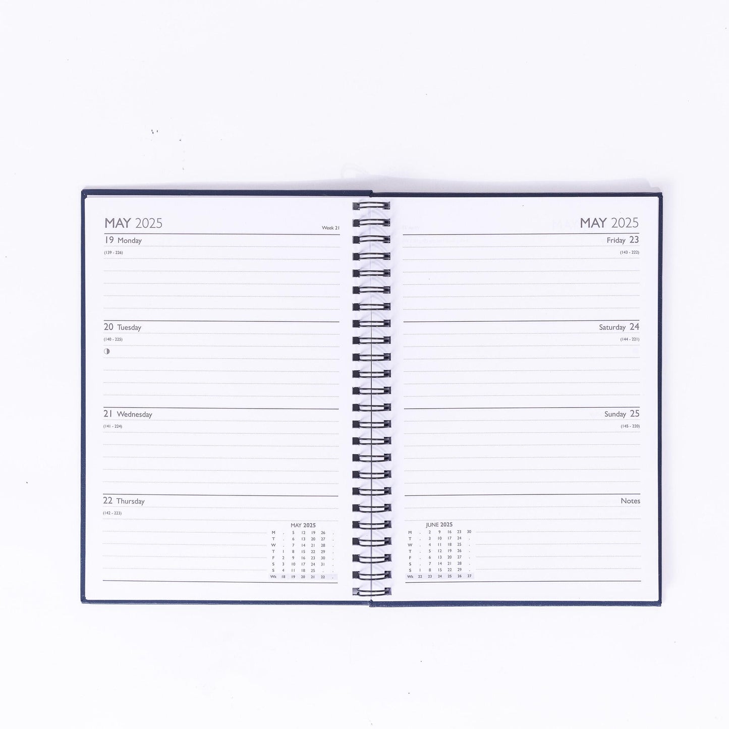 2025 A5 Navy Hardback Diary: Week To View Planner