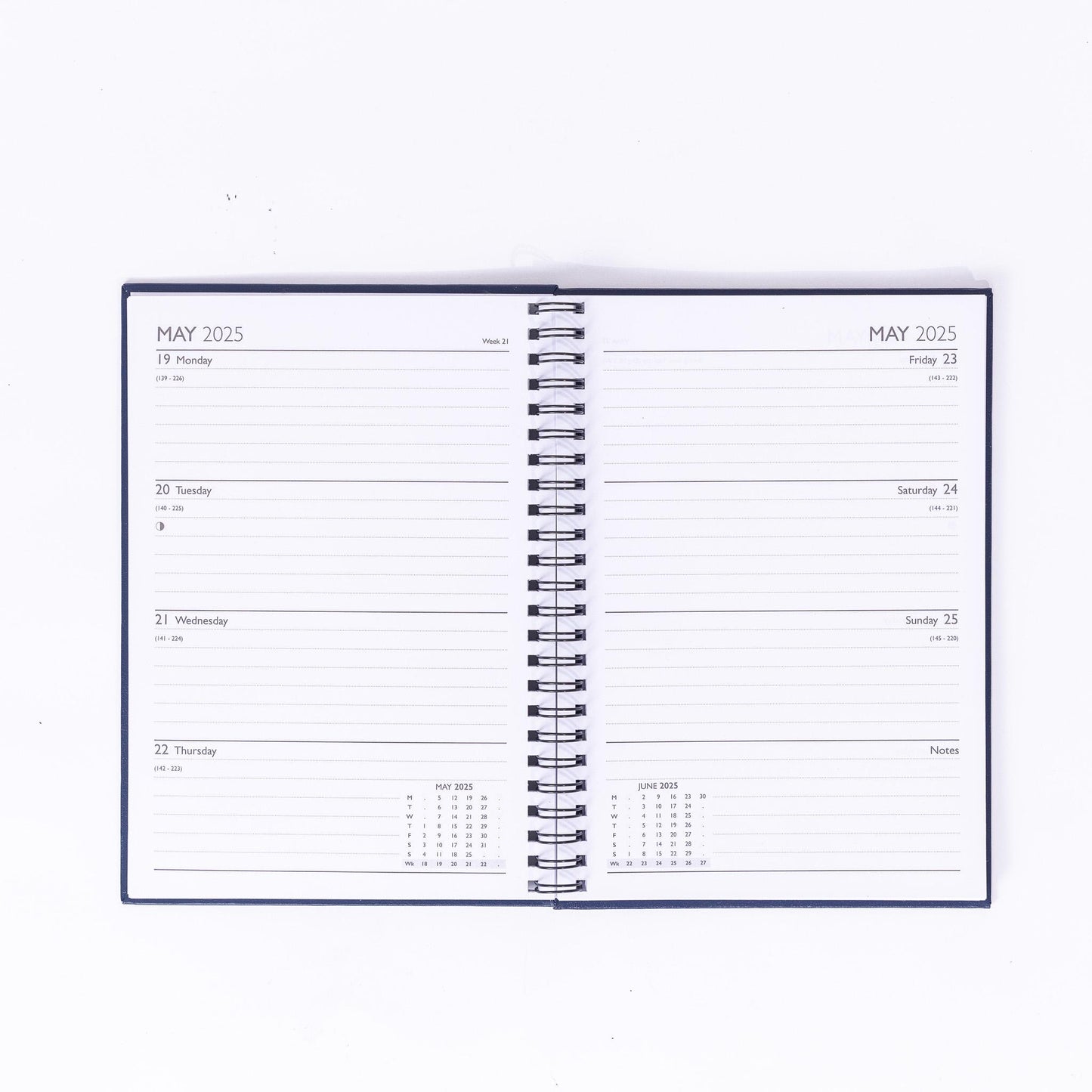 2025 A5 Navy Hardback Diary: Week To View Planner