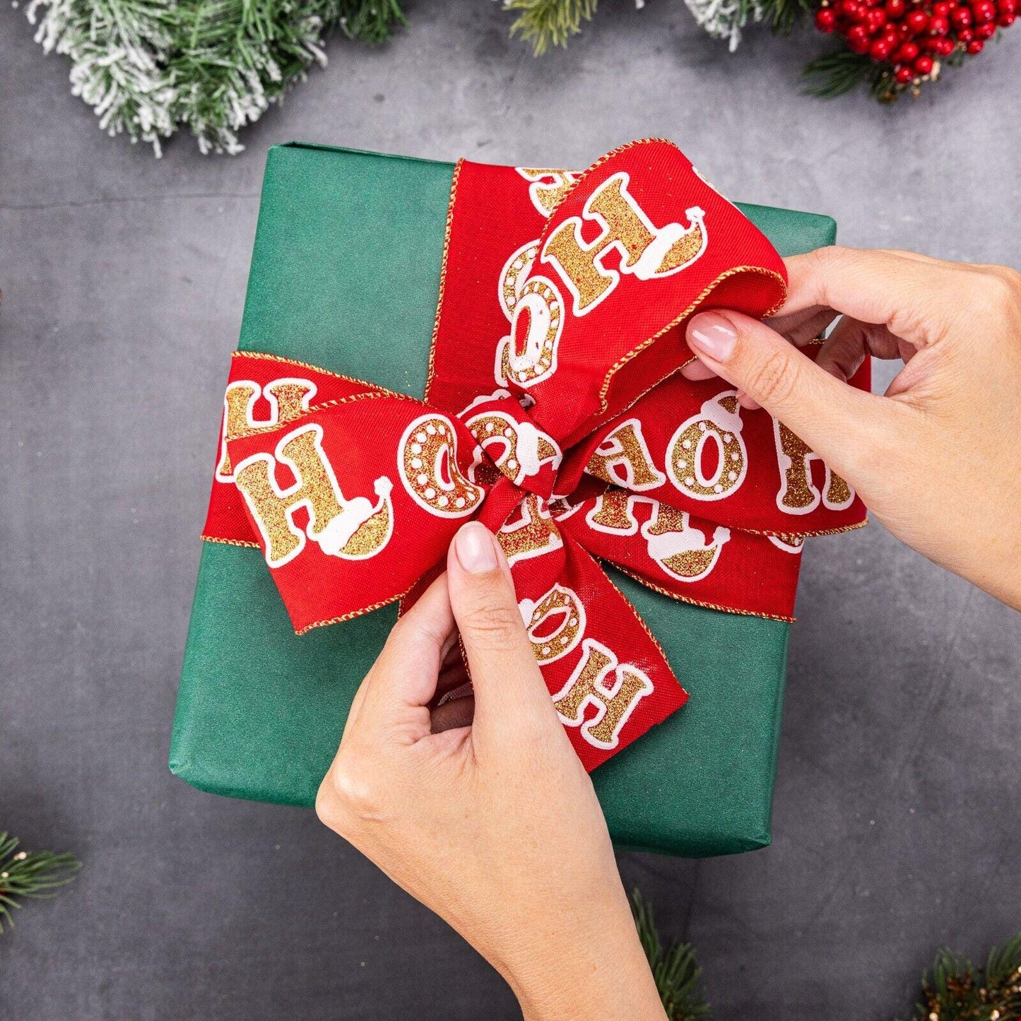Christmas Ribbon 63mm Wide Wire Edge Gifts Cake Craft Decoration 10 Metres Bulk