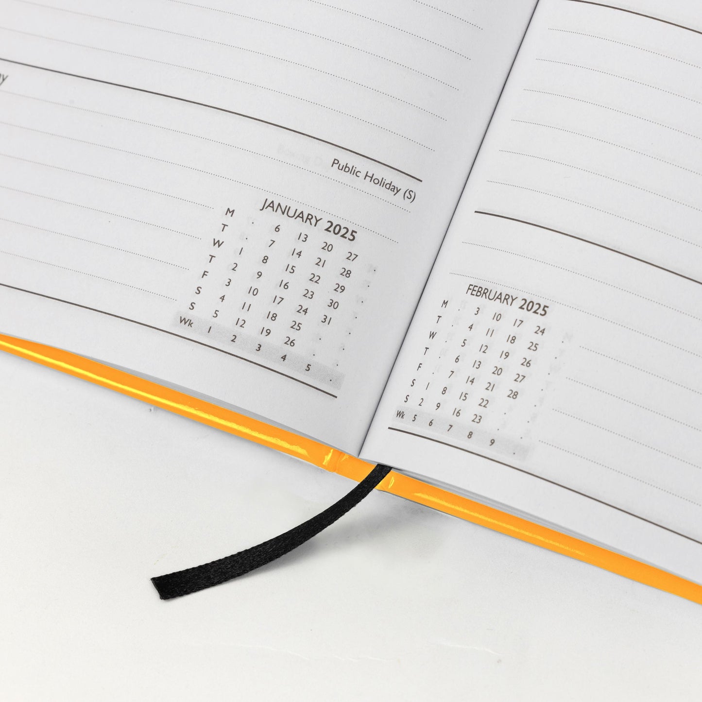 2025 Diary A5 Week to view Diary Office Full Year Planner Hardback Orange