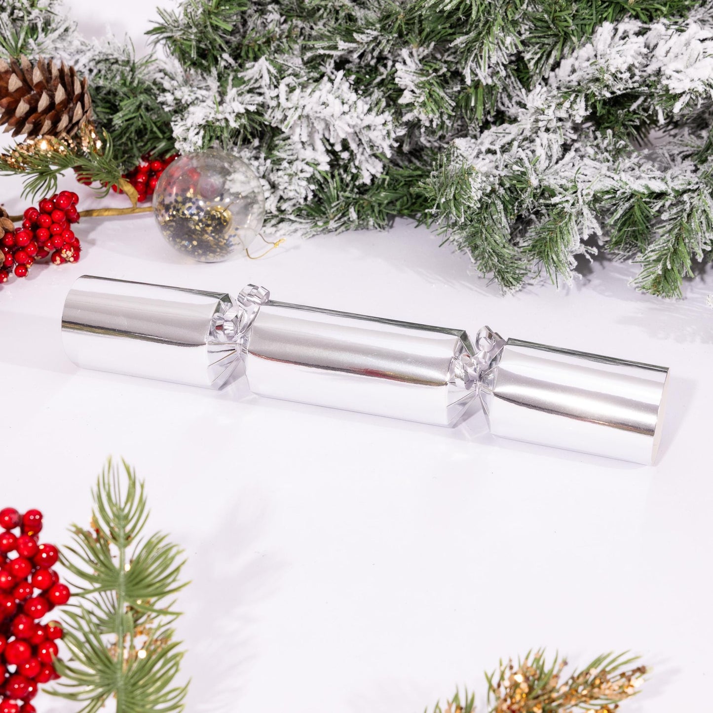 Make Your Own Rose Silver foil Christmas Crackers pack of 6 12 18 and 24