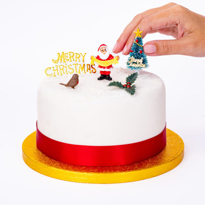 Christmas Cake Topper Set – Snowman, Tree & Santa – 5 Piece – image 9