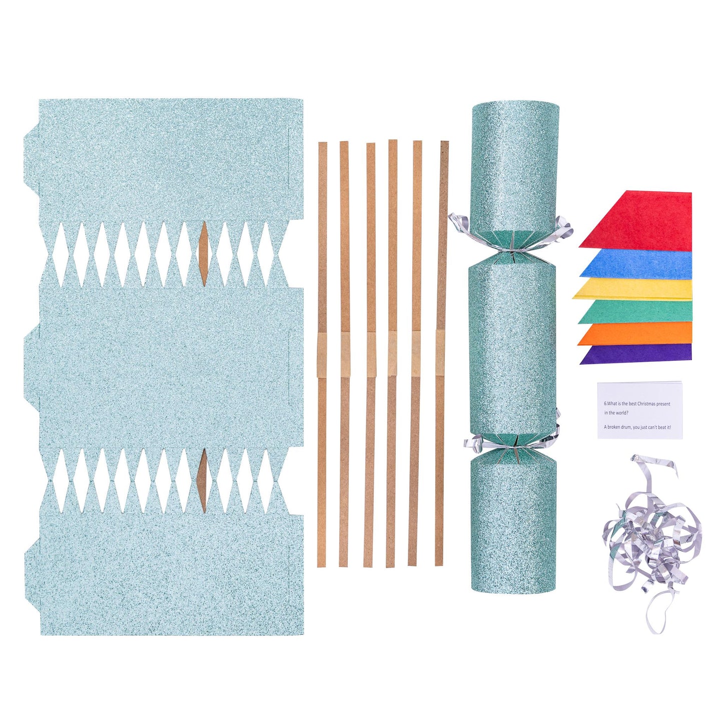 Make Your Own Christmas Cracker kit Crackers Hats Snaps Mint GLITTER pack of 6 12 18 and 24