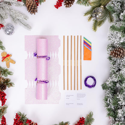 Make Your Own Christmas Cracker Kit – Navy & Pink Glitter – 12 Pack – image 2