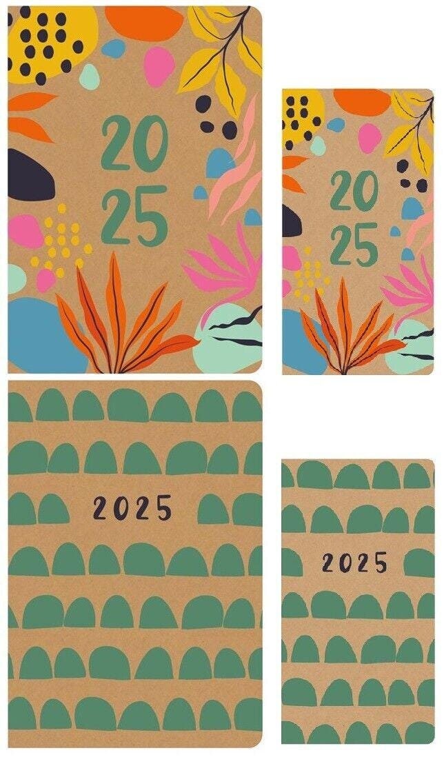 2025 A5 or Slim Eco 100% Fully Recyclable Diary Planner Week To View Full Year