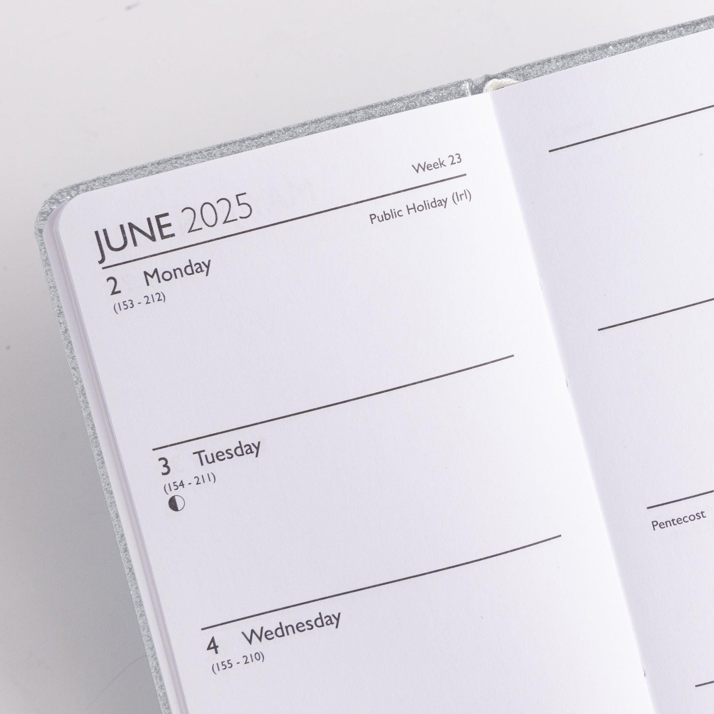 2025 Diary Slim Glitter Week to View Diaries Full Year Journal Calendar Planner silver