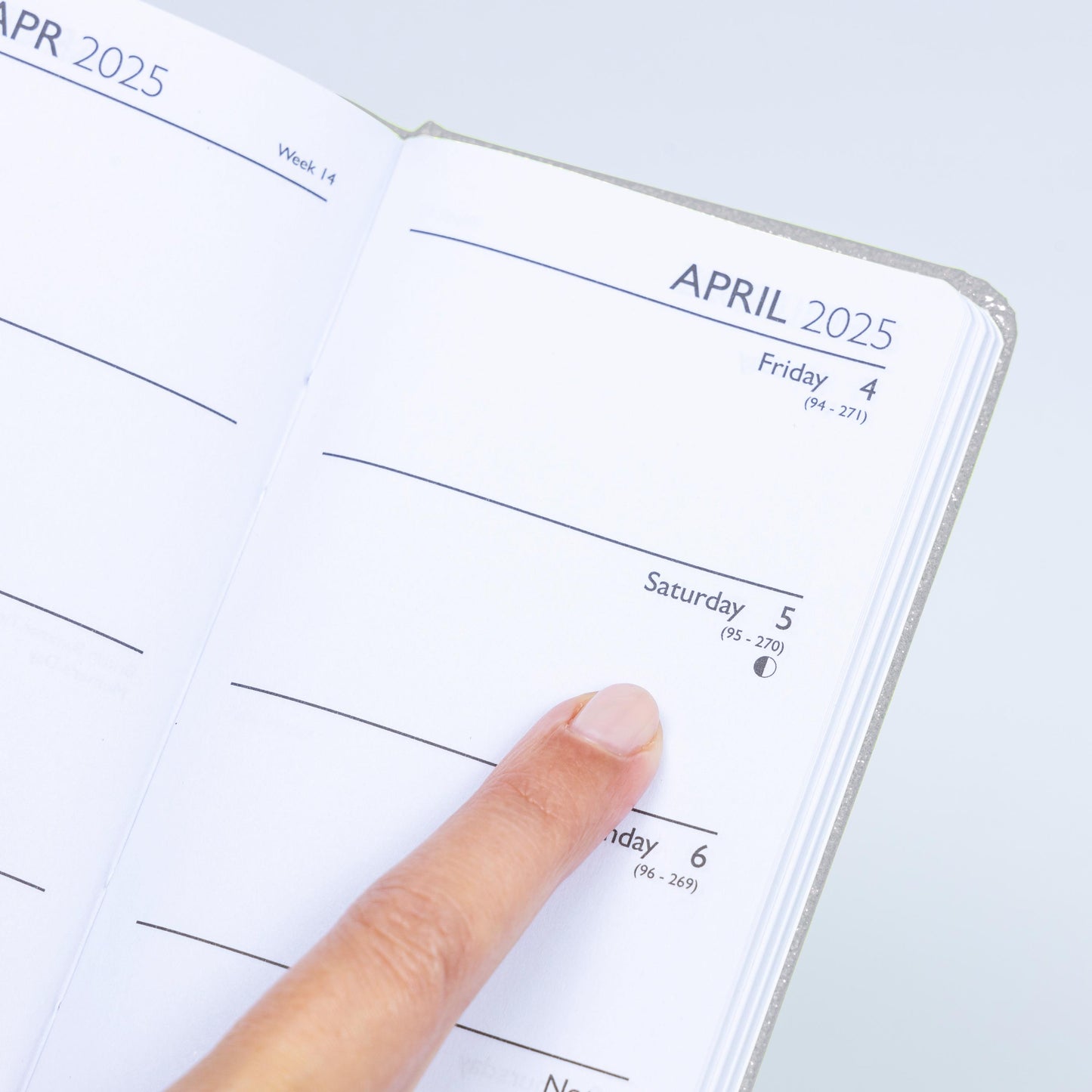 2025 Diary Slim Glitter Week to View Diaries Full Year Journal Calendar Planner silver