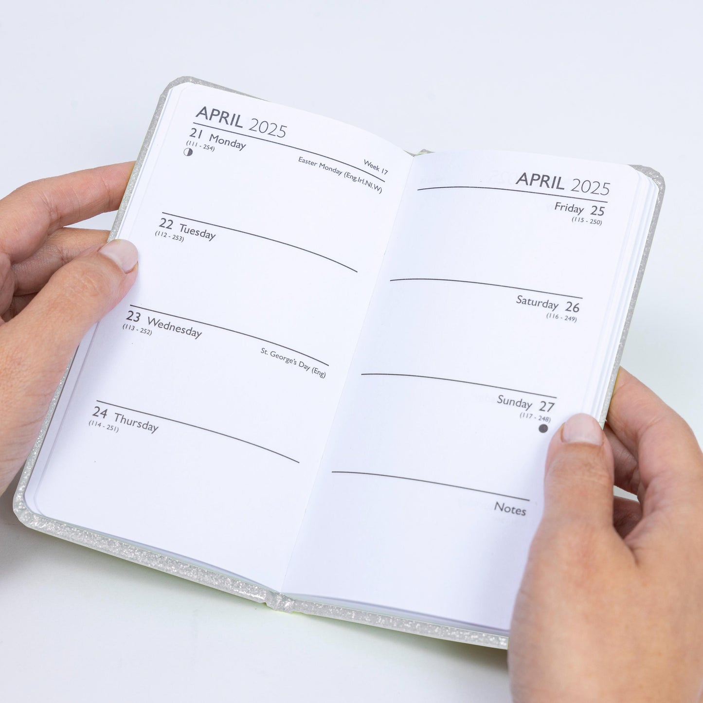 2025 Diary Slim Glitter Week to View Diaries Full Year Journal Calendar Planner silver