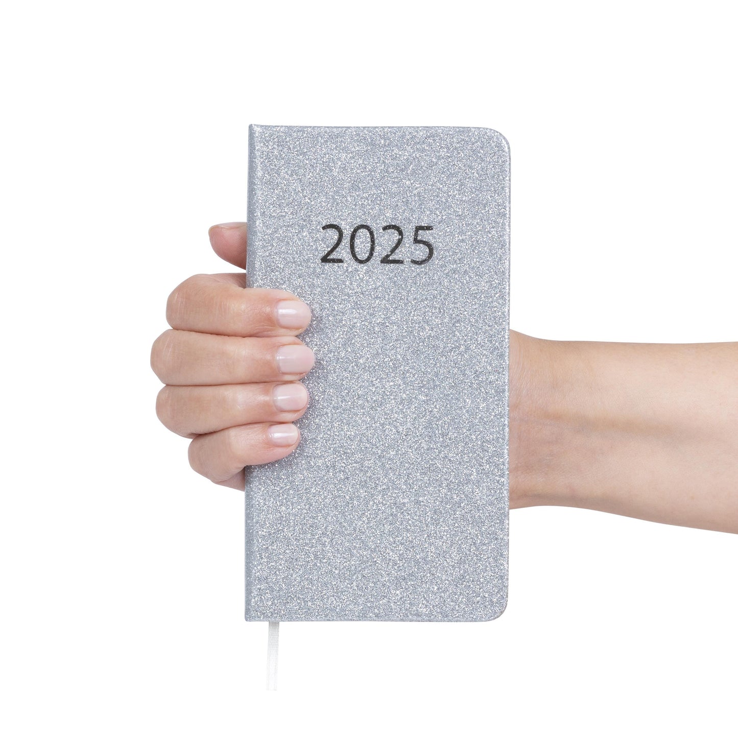 2025 Diary Slim Glitter Week to View Diaries Full Year Journal Calendar Planner silver