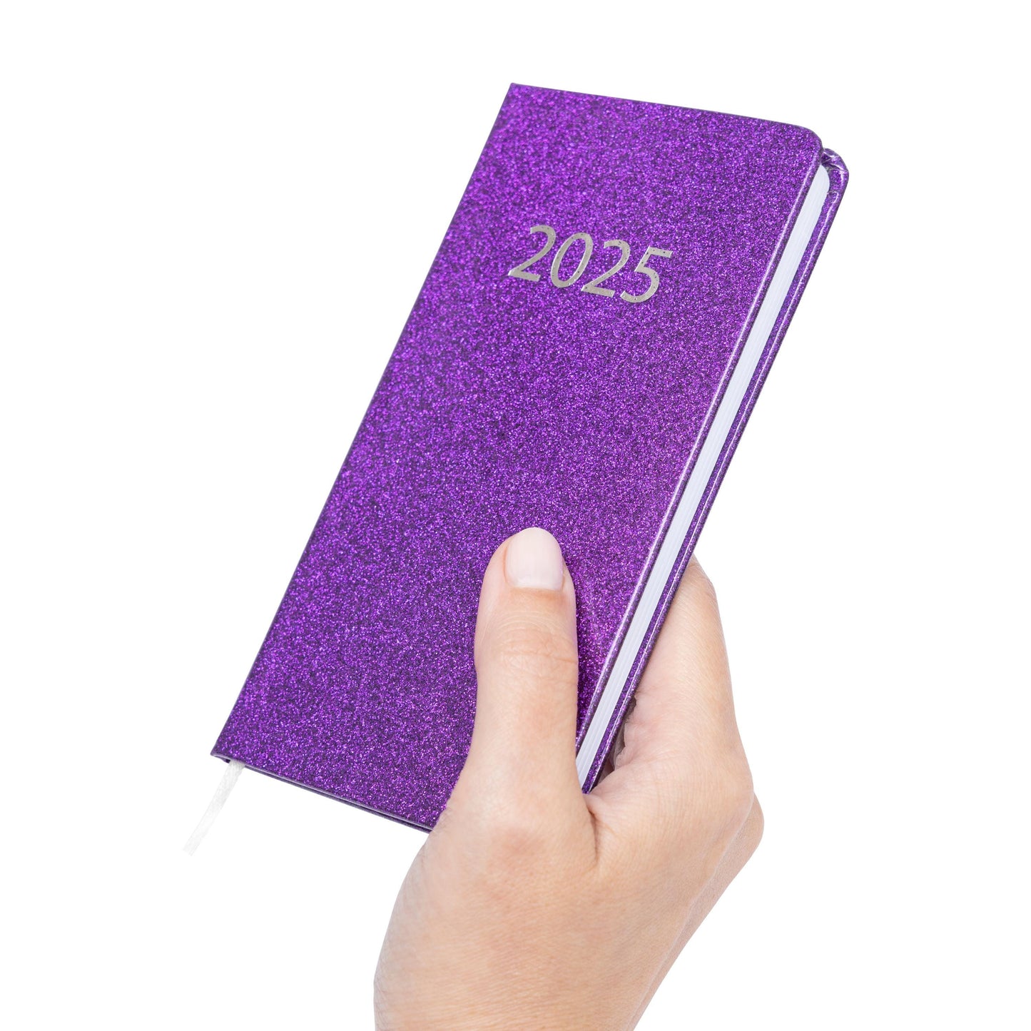 2025 Diary Slim Glitter Week to View Diaries Full Year Journal Calendar Planner purple