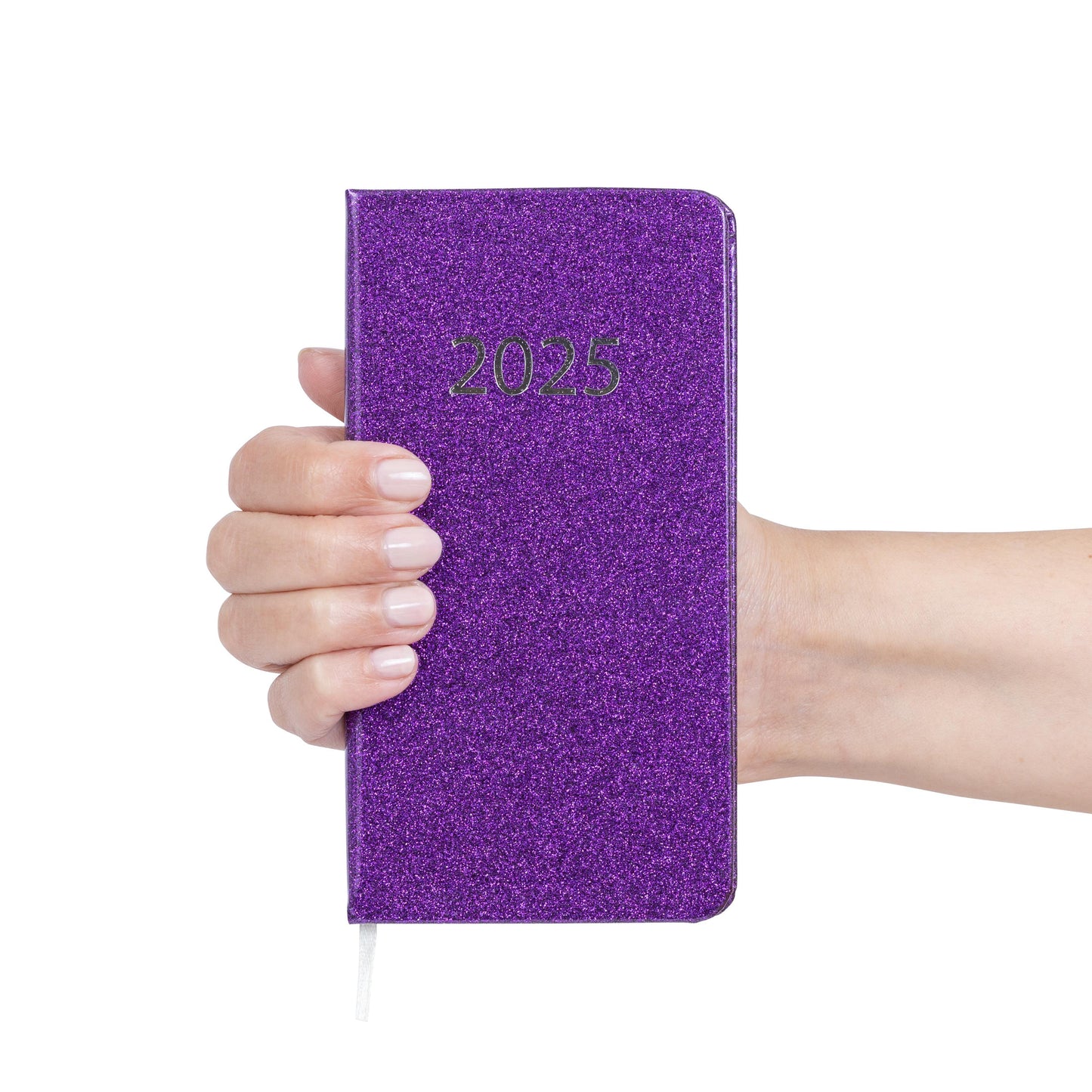 2025 Diary Slim Glitter Week to View Diaries Full Year Journal Calendar Planner purple