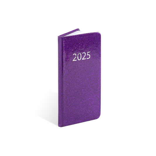 2025 Diary Slim Glitter Week to View Diaries Full Year Journal Calendar Planner purple