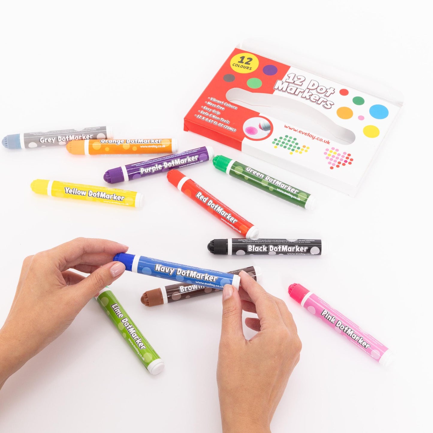 12 Dot Markers for Kids & Adults Mess Free Dabber Pens Non-Drip Dotters for Bingo Crafts Art Scrapbooking Colouring and More