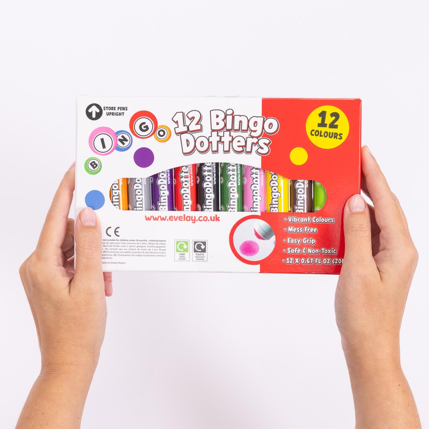 12 bingo Dabbers Coloured Markers Felt Dot  Mixed Pens Ticket Dabbers Non Drip