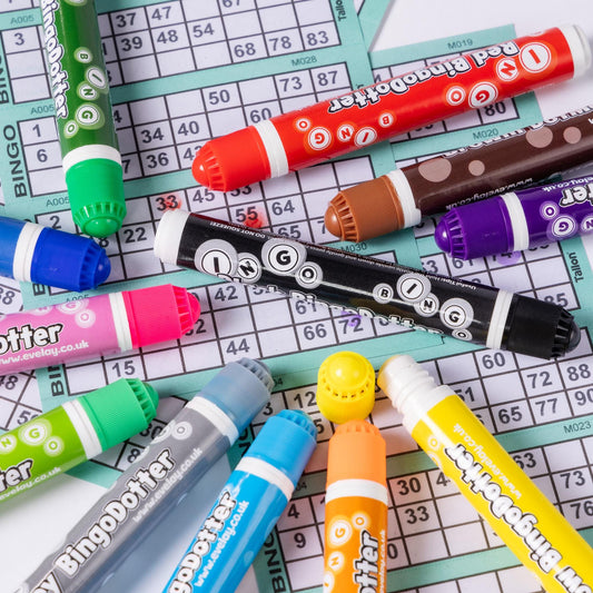 12 bingo Dabbers Coloured Markers Felt Dot  Mixed Pens Ticket Dabbers Non Drip