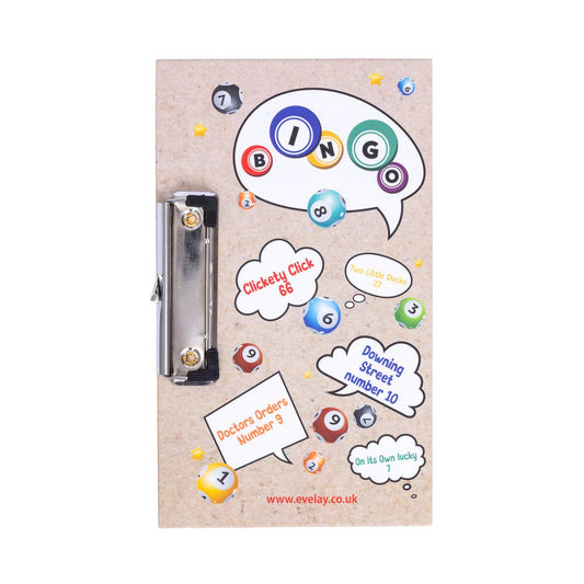 Bingo Board With Clasp Clip Fun Game Clip 24cm x 15cm