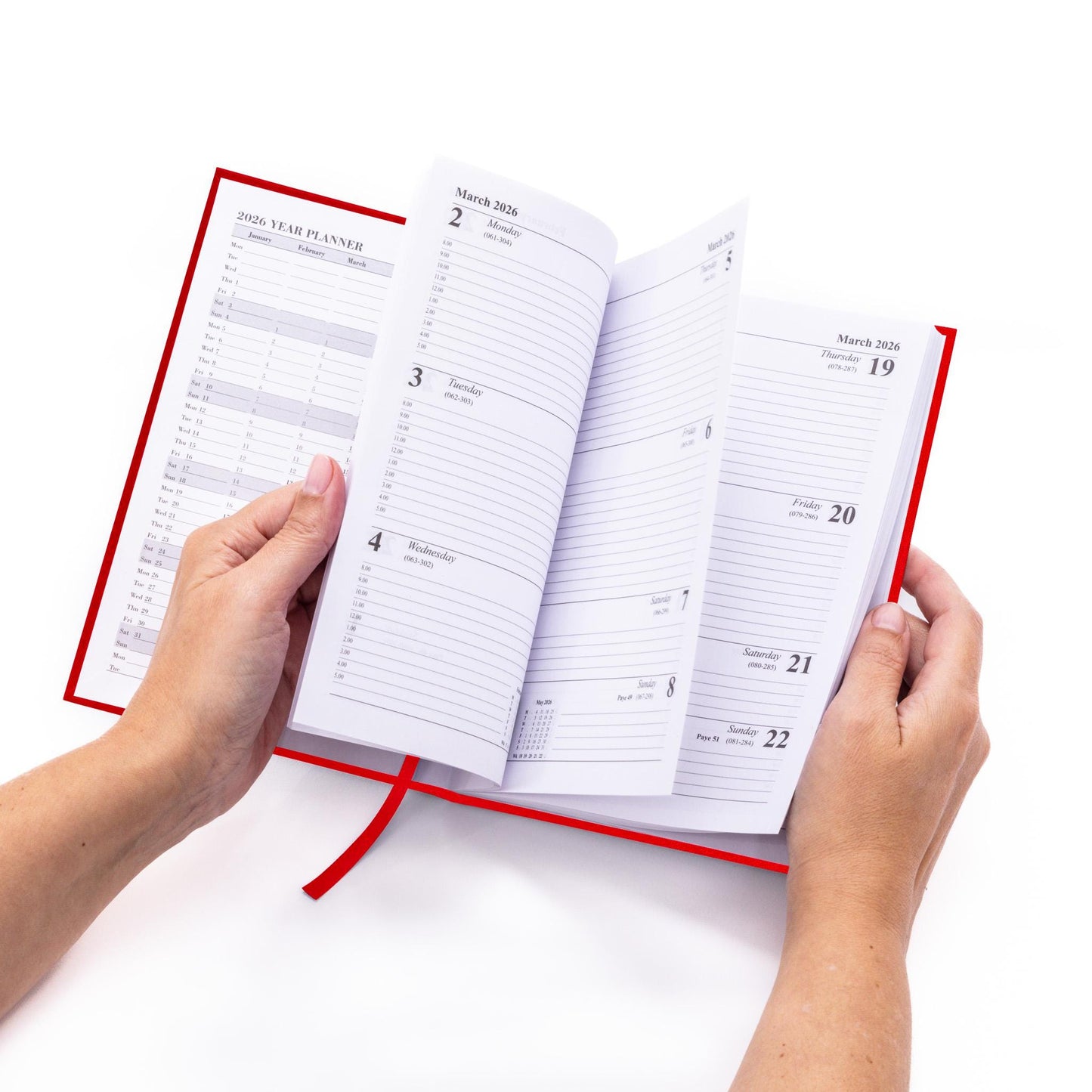 2026 A5 Red Hardback Diary: Week To View Planner
