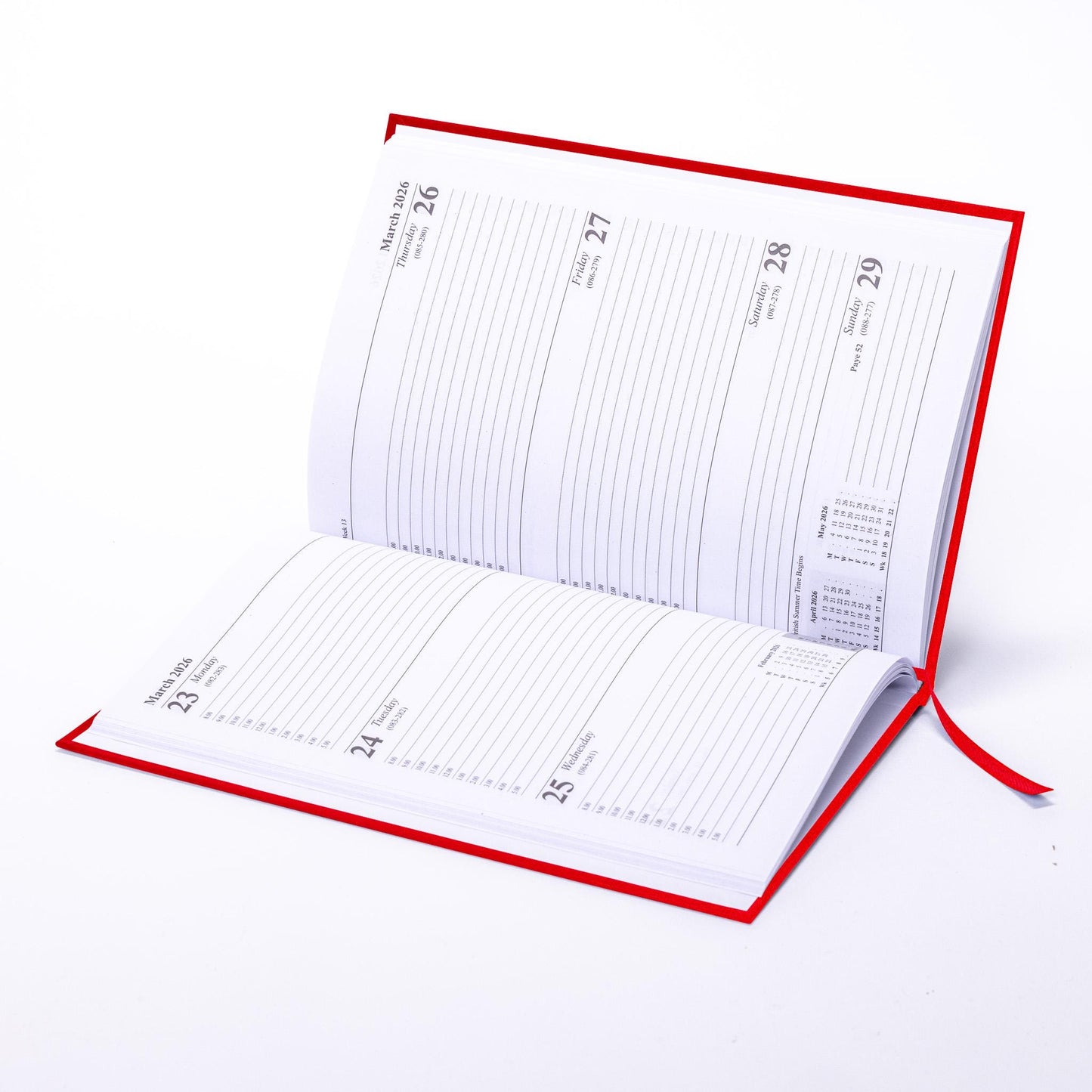 2026 A5 Red Hardback Diary: Week To View Planner