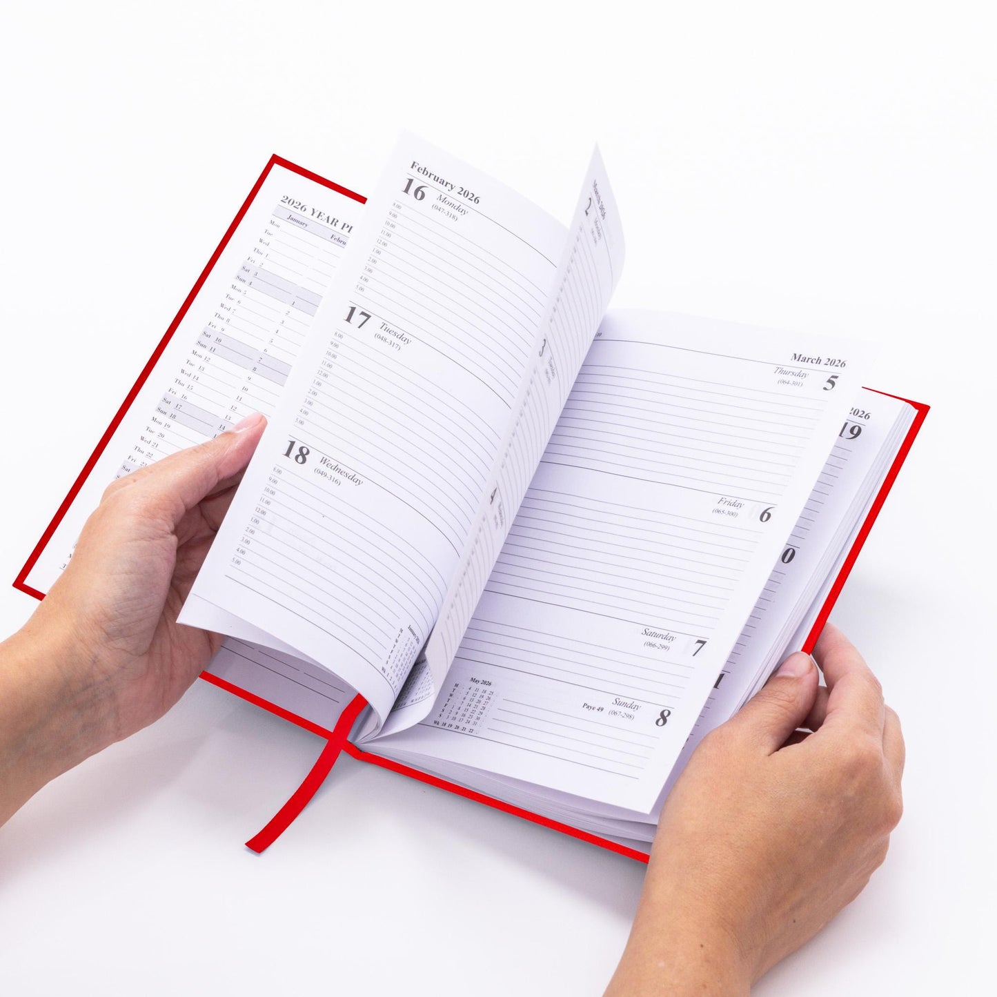 2026 A5 Red Hardback Diary: Week To View Planner